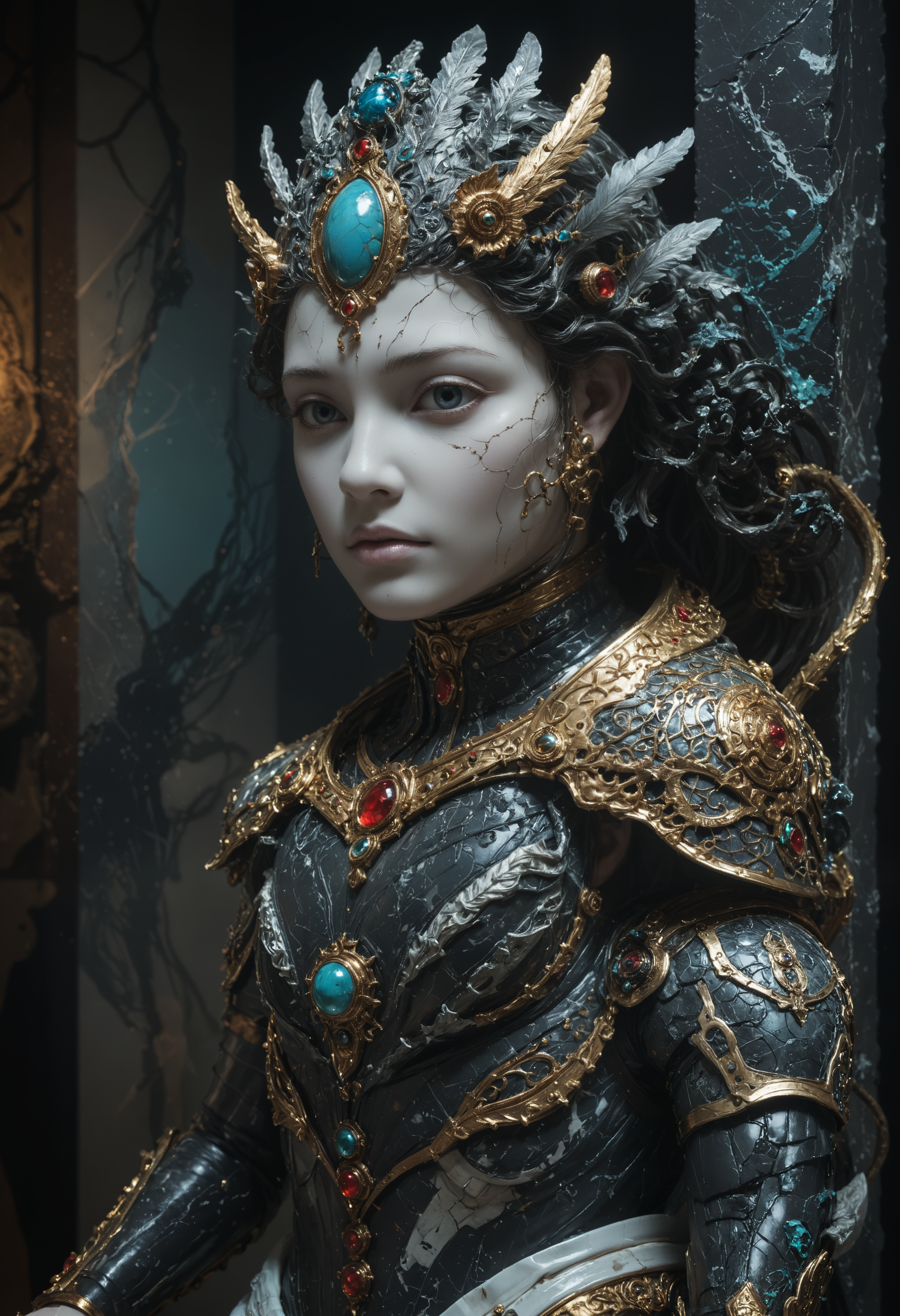 epic Digital art of a Intricate details of a traditional woman portrait