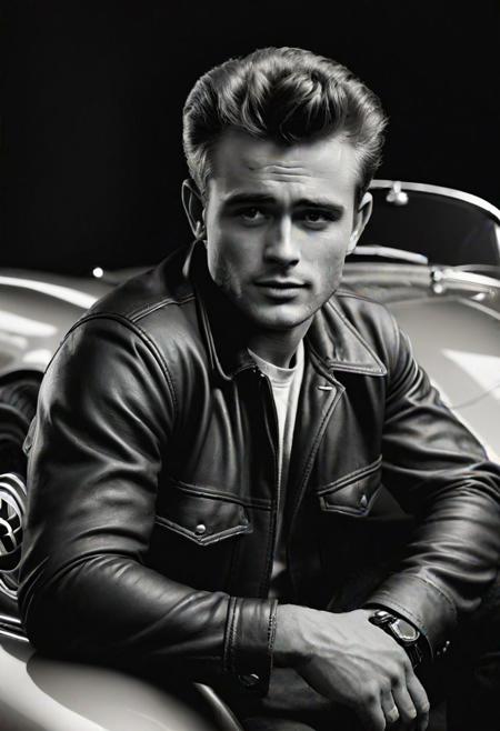 James Dean and his Porsche Portrait, High quality, realistic, HD, 8K