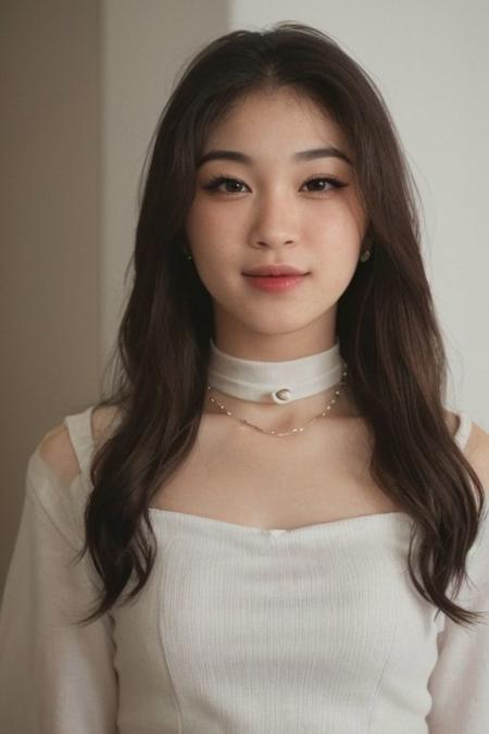 ((one pretty japanese girl)), solo, black hair , (messy bob hair), collarbone, big tits, cleavage, necklace, jewelry, orange patterned dress, looking at viewer, indoor, bokeh, upper body, film grain, cowboy shot, epiCPhoto, (extreamly detailed pupil, extreamly detailed eyes,(proportional eyes, same size eyes),perfect eyes looking, bright eyes,(detailed eyes), long eyelash, downing eyes), (looking at viewer),((proportion body)), (extreamly detailed face, extreamly detailed eyes, extreamly detailed nose, extreamly detailed lips), ((shiny skin)), ((jawline, strong jawline), ((dimple)), collar choker, Messy long hair, epiCPhoto,BadDream , ((smirk))