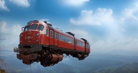 flying train  <lora:Retro-Futurism_v2:0.7>, (photorealistic:1.3), best quality, ultra high res