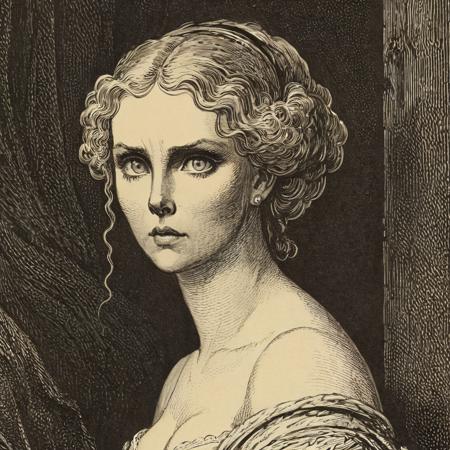 woodcut illustration in detailed gustavedore style, book illustration, by gustave dore, crisp even lines, medium contrast
portrait of   Charlize Theron, detailed eyes, 
by gustave dore <lora:GustaveDore_StyleXLv6.1:0.7>