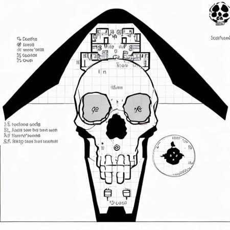 deckplan for a skull shaped starship