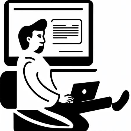 1man, solo, office, coffee, laptop, sitting, white background, minimal illustration, <lora:minimal_illustration_v1:0.8>