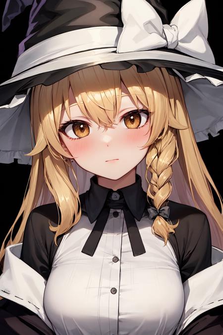 detailed background, masterpiece, best quality, kirisame marisa, witch hat, portrait, blush