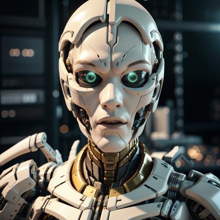 White armor robot,(highly details:1.5),unreal engine,3d render,film photograhpy, complex 3d render ultra detailed of a beautiful porcelain profile boy android face, (cyborg:1.3), robotic parts, 150 mm, beautiful studio soft light, rim light, vibrant details, luxurious cyberpunk, lace, hyperrealistic, anatomical, facial muscles, cable electric wires, microchip, elegant, beautiful background, octane render, H. R. Giger style, 8k, best quality, masterpiece, illustration, an extremely delicate and beautiful, extremely detailed ,CG ,unity ,wallpaper, (realistic, photo-realistic:1.37),Amazing, finely detail, masterpiece,best quality,official art, extremely detailed CG unity 8k wallpaper, absurdres, incredibly absurdres, robot, silver halmet, full body, sitting,