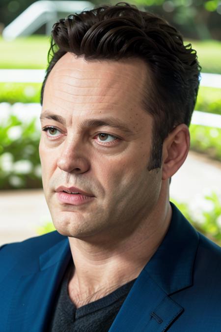 a man <lora:vinceVaughn:1> in an striking blue suit, content at the park, RAW, 8K, UHD, [smiling:0.1]