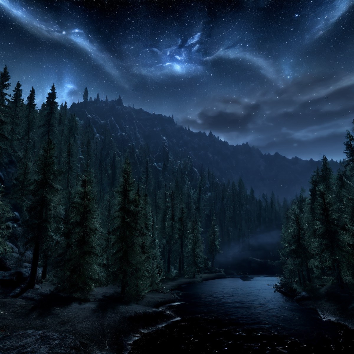 Masterpiece,absurd resolution,8k,high resolution,
 <lora:SkyrimLandscapes:0.8>,
skyrimlandscapes, sky, night, scenery, sta...
