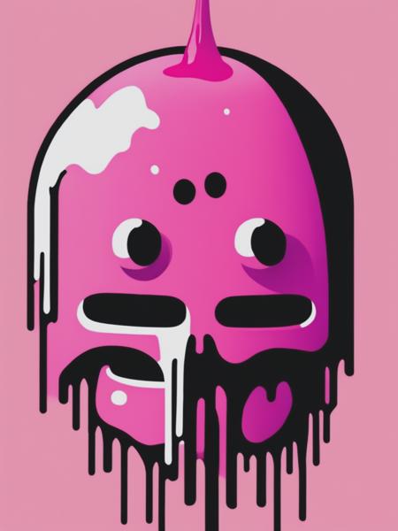 <lyco:DrippingArt:1.0> a pink head that is covered in, in the style of paint dripping technique, simplistic cartoon, ghoulpunk, melting, smilecore, happy expressionism, bulbous