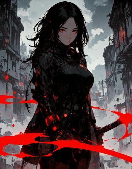<lora:Let_It_Blaze_in_Crimson:1> anime-style, dynamic, <lora:Anime v1.3:1> <lora:Hand v2:1> detailed hand, perfect hand, hand, <lora:Dark_and_sentimental:0.8>