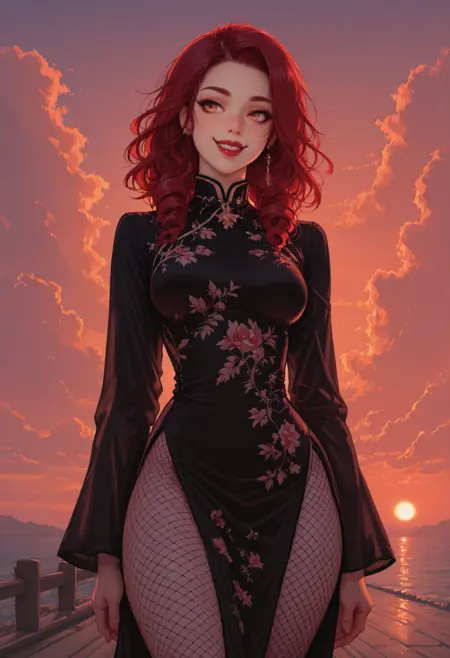 Cheongsam dress with floral patterns | Illustrious