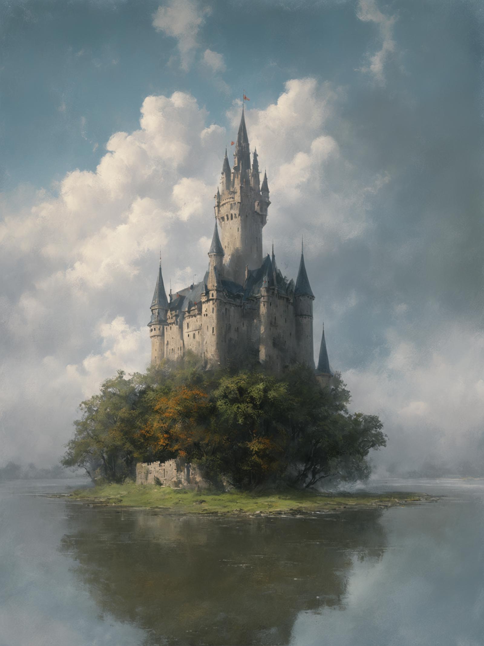 A Beautiful Castle on a Island in the Water