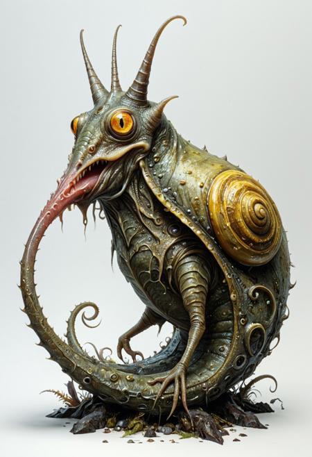 full body, lineart, concept art, a misshapen, beefy slug-like snail-like monster stands on a tentacle-like foot, glowing eyes, tentacle-like tongue, big teeth, watercolor wash, approaching perfection, pure form,  minimalistic, unfinished, concept art by Brian Froud and Carne Griffiths, intricate details, 8k post production, high resolution, hyperdetailed, trending on artstation, sharp focus, studio photo, intricate details, highly detailed, by greg rutkowski<lora:xl_more_art-full_v1:0.5>
dungeon and dragon , fantasy,  detailed_eye_model, white background, red olive yellow