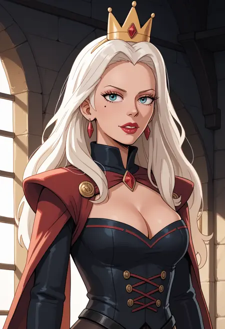 Queen Dagmar, former queen of Dreamland, ex-wife of King Zøg, mother of Queen Bean, (Disenchantment) LoRA, PonyXL