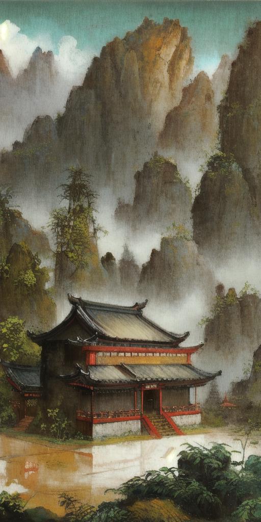 UIA illustration lora|Chinese feng shui ink landscape painting image by UIAlngenuity