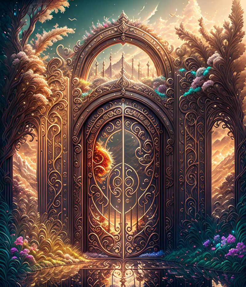 A haven gate in the style of t3xtn