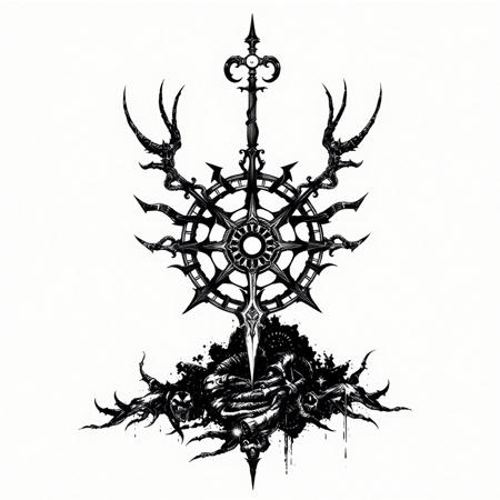 Ink style, symbolism inspired by dark souls, bloodborne