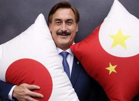 mikelindell person holding a pillow with the chinese flag on it