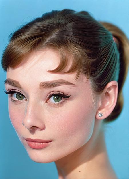 analog style, modelshoot style, portrait of Audrey Hepburn, epic (photo, studio lighting, hard light, sony a7, 50 mm, matte skin, pores, colors, hyperdetailed, hyperrealistic), <lyco:Audrey Hepburn:1.3>