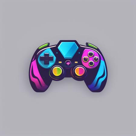 A logo for a gaming community, gaming controller, bold and electric colors., LogoRedAF, <lora:LogoRedmond_LogoRedAF:1>