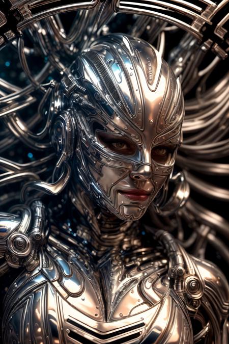 <lora:add_detail:1> <lora:ChromeTech:0.8> (masterpiece, best quality, realistic, detailed, sharp:1.2), intricate details, 1GIRL, chrometech, android, scifi, sleek, ((explosive pose)), expressionism, movie still, ((liquid metal)), metallic, gleaming, metallic , metal reflection, symmetrical, clear reflection, clean metal, chrome, ballroom background