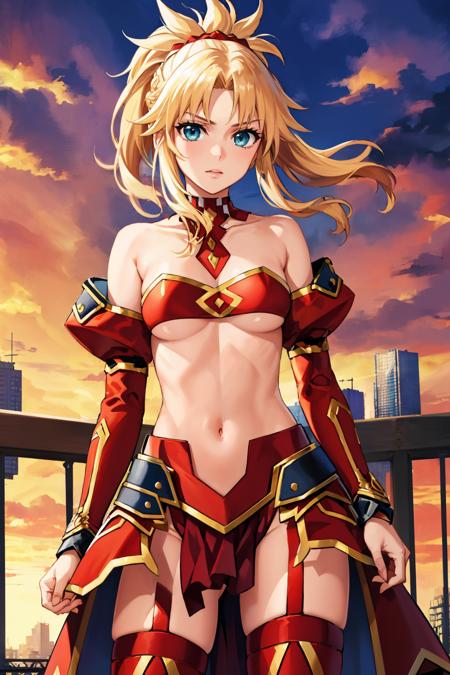 defMord, ponytail, detached collar, red bandeau, detached sleeves, gold trim, armored legwear, pelvic curtain, black thighhighs, boots casualMord, ponytail, necklace, white tube top, midriff, red jacket, belt, short shorts, denim shorts casualMord, ponytail, necklace, white tube top, bare arms, midriff, belt, short shorts, denim shorts armorMord, ponytail, armor, full armor, shoulder armor, gauntlets, armored boots helmetMord, horned helmet, armor, full armor, shoulder armor, gauntlets, armored boots 1stRiderMord, ponytail, red bikini, side-tie bikini bottom, bare arms 2ndRiderMord, ponytail, red bikini, sailor collar, white shirt, wet shirt, see-through, long sleeves