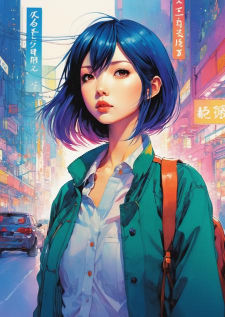 1girl,  
gradient
perspective 
 anime, comic 
 (by Harumi Hironaka, yuumei Earl Norem Ian McQue)