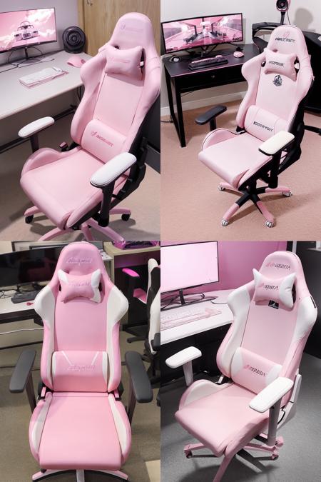 a pink and white gaming chair with armrests <lora:gaming_girl_v1.2-000015:0.6>