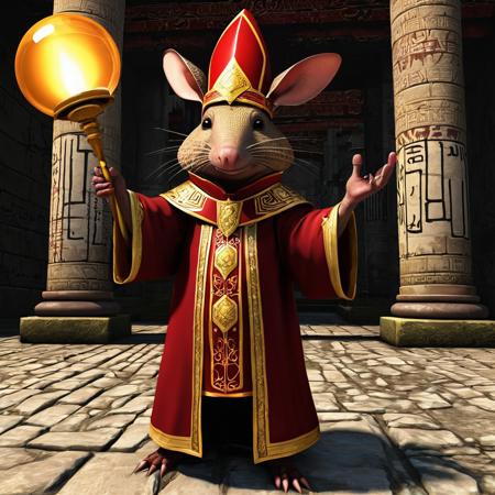 anthropomorphic Armadillo Bishop invoking healing magics, wearing their crimson and gold regalia and wearing their bishop's hat<lora:Melting_worldXL:0.8>, <lora:great_lighting:0.8> great lighting, glow in the dark, <lora:Graffiti AIS-GRAFFITI -XL:0.5> ais-graffiti,  <lora:hkmagicV2:0.8> hkmagic, ancient temple background