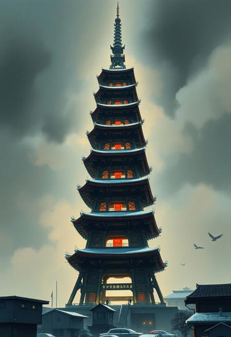 Stood a towering structure, cold and precise
,painterly realism, impressionistic brushwork, rich color palettes, dynamic lighting, intricate details, cinematic compositions, atmospheric depth, delicate linework, moody contrasts, traditional Japanese aesthetics, fine art illustration, expressive portraiture, soft natural tones, storytelling elements, timeless elegance