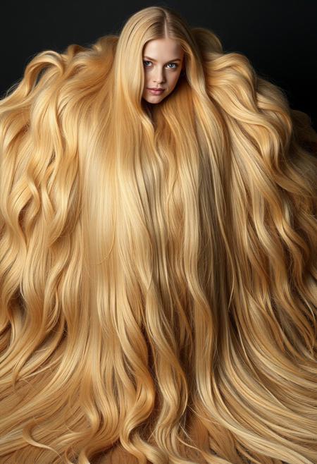 buried in a mound of luxuriant incredible thick abundant voluminous lush sensuous extremely long pale golden blonde hair wrapped around the body. extremely long hair, 100-feet of hair, super long hair, real rapunzel, rapunzel, rapunzel long hair, hair fetish, hair job, Dreamgirl, Goddess, gorgeous, amazing hair, longest hair, perfect hair, longest hair ever, hairstyles, hairstyling, hair, Debra Jo hair, extreme hair, extreme long hair, extremely long hair, Debra Jo, extreme longest hair, voluminous hair, thick and luxurious hair which is hangs to the floor and covers it. Her expression radiates confidence as she shows off her thick, luscious locks. super thick soft luxurious long lush sleek heavy voluminous cascading pendulous ultra silky pendulous shampoo commercial hair dragging the ground, around her on floor, hair piles behind her on floor