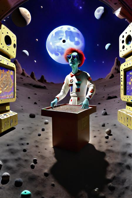 box_art_frenzy space casino on the moon, a gathering of extraterrestrials with elongated heads, a starry night sky from the view of the moon surface, 3d digital render, where’s waldo impressionism, 8k, UHD, intricate detail, salvia art, by artist shawnmalloyrocks, Hieronymus Bosch