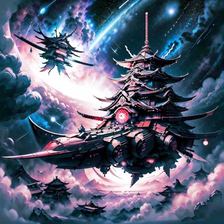 <lora:SamuraiPunkAIv3-000007:.9> SamuraiPunkAI spaceship in space, stars