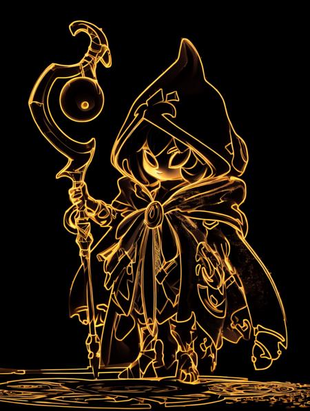 masterpiece,top quality,
1girl,solo,hood,weapon,cloak,staff,gun,holding,traditional media,chibi,short hair,
<lora:çº¿æ¡ Line art :1>,jxiantiao,<lora:lcm-lora-sdv1-5:1>,