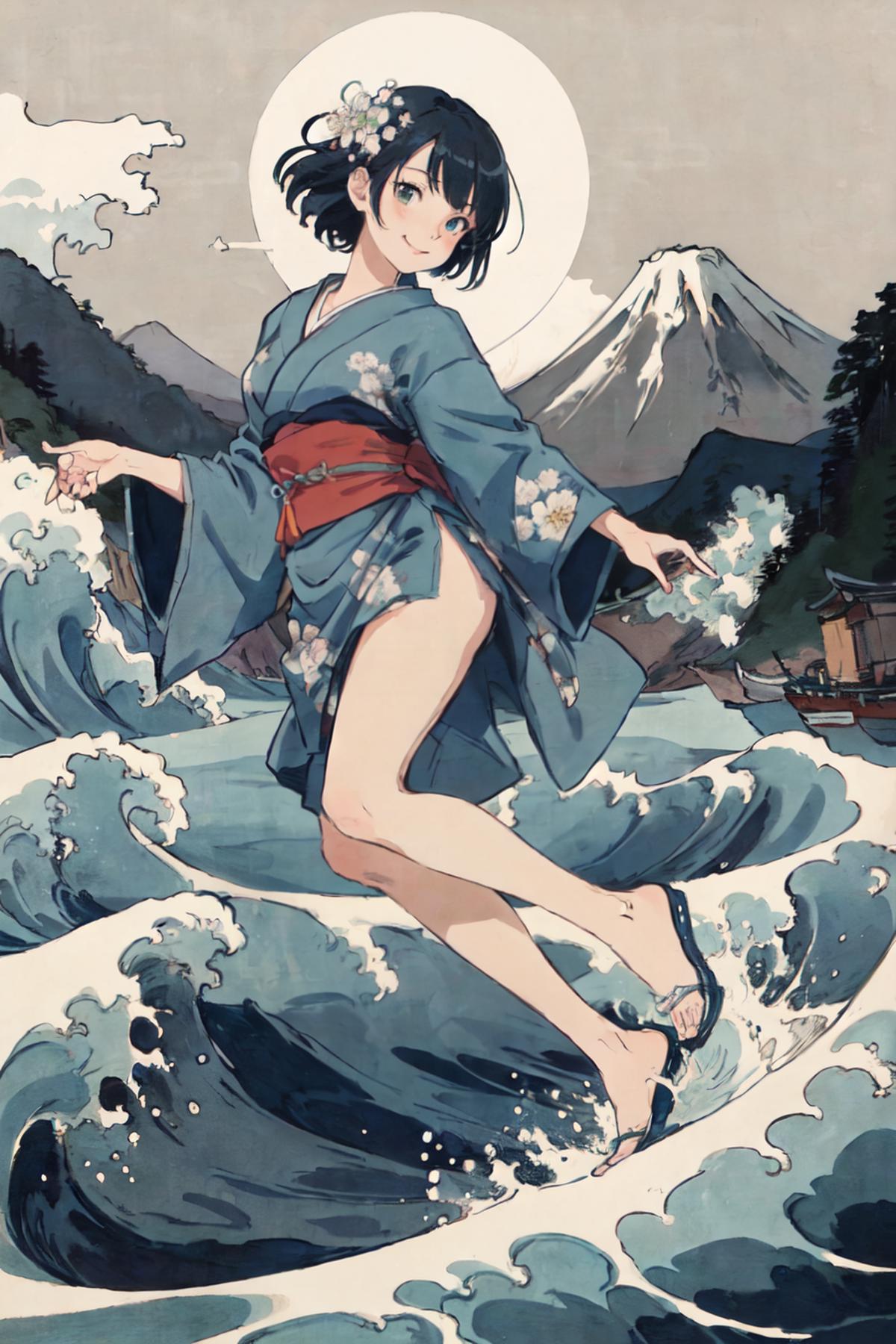 The Great Wave off Kanagawa art style lora image by kokurine