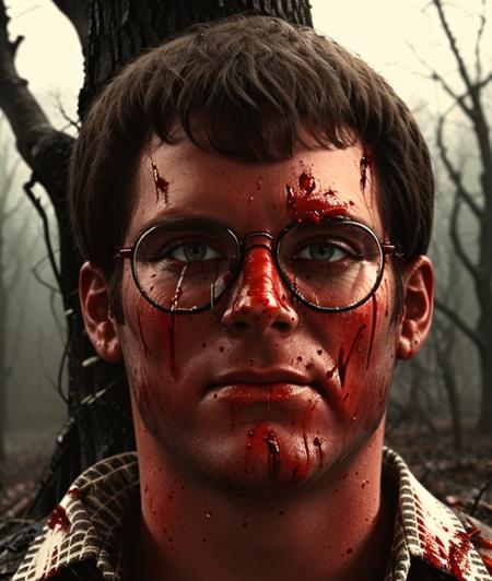 3l1s1n, High definition, Tree, glasses, Blood on the face, broken glasses