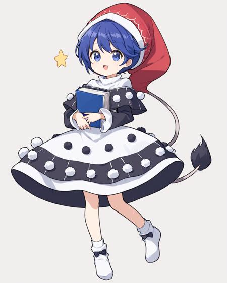 doremy sweet,1girl, solo, pom_pom_\(clothes\), red_headwear, white_background, simple_background, nightcap, holding_book, open_mouth, tapir_tail, black_capelet, white_dress, looking_at_viewer, full_body, black_dress, white_socks, long_sleeves, bloomers, multicolored_dress, :3, one-hour_drawing_challenge, :d
<lora:doremy_sweet_image2053_2023-12-20-000010:1>,star-shaped_pupils,symbol-shaped_pupils,. gorgeous,key visual, vibrant, studio anime,award-winning, professional, highly detailed,high budget, cinemascope