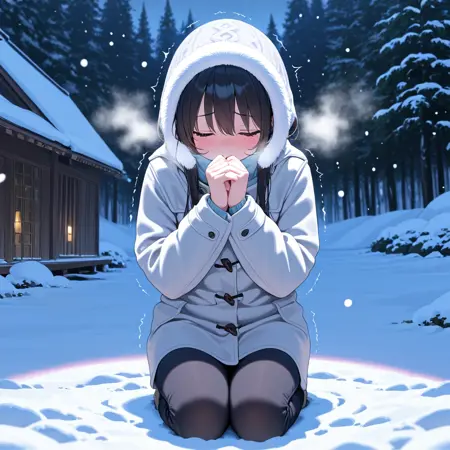 Kneeling, own hands together