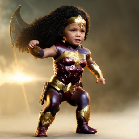 A (SmolOne:1.2), baby \Wonder Woman (dc comics)\, cinematic quality, dynamic lighting, octane render