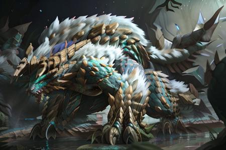 a woman dressed up as a Zinogre, beautiful, extremely detailed, 4k <lora:zinogre46e:1>