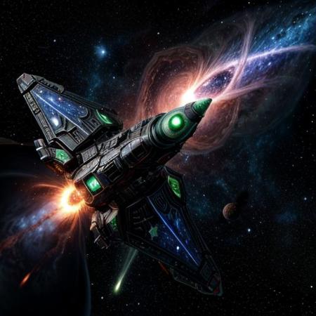 (Space battlecruiser) shaped like fractal (cucumber) in hyperspace, enters into real blackhole, real photo of blackhole hat shape on background,
dynamic movement, explosive force,  glowing, nebula, 8K resolution. sci-fi, hyperspace gate