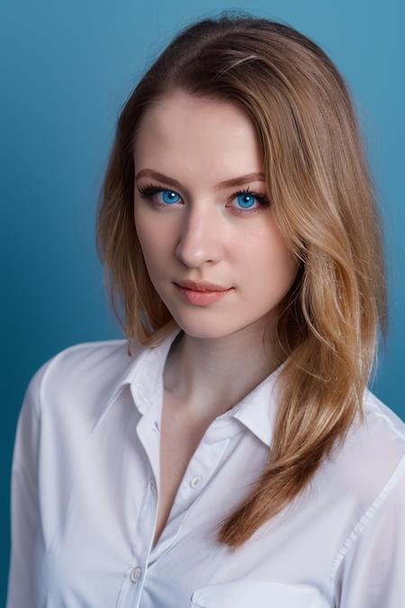 <lora:kira01:1>, wo_kira01, ((portrait shot)), wearing a white shirt, long blonde hair, blue eyes, dark simple background, 8k uhd, dslr, soft lighting, high quality, film grain, Fujifilm XT3 sharp focus