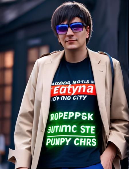 <lora:Slava_Kpss:1> slava kpss, a man, cyberpunk city, neon lights, upper body