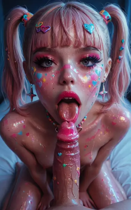 Oral Bliss: Woman's Nude Tongue Explores Naked Penis Delight