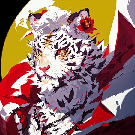 mountain,1boy,muscular,muscular_male,furry_male,male_focus,furry, tiger boy, white hair, 

(ultra-detailed),(highres),(intricate detail),(best quality:1.2),(masterpiece:1.2),(extremely detailed CG unity 8k wallpaper),(tengen toppa gurren lagann (nia teppelin:1.3)),smile,solo,(symbol-shaped pupils:1.2),(+_+:1.2),looking at viewer,blush,(cloud hair:1.2),flower,hair flower,hair ornament,wristban