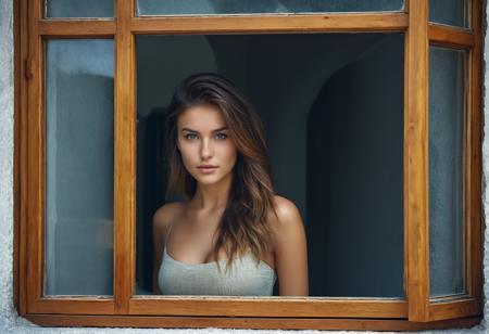sptsillu realistic 1girl solo 24 year old, hair, breasts, eyes, best quality, RAW photo, subject, 8k uhd, high quality, photorealistic, premium, Through a window shot <lora:sprtsillusXLrdi:0.6>