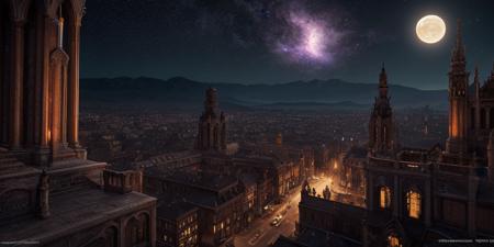 score_9, score_8_up, score_7_up, celestial promenade, the horror of stars, twilight sunshine, cityscape masterpiece, realistic, best quality, cosmic horror, Style-Volumetric, MJgothic, bright horror, MJgothic