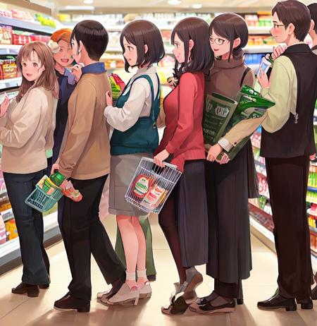 people line in supermarket