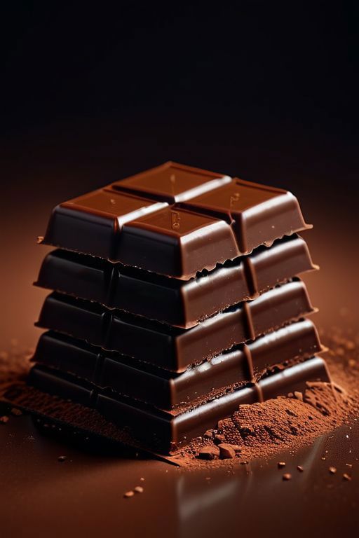 A stack of chocolate bars on a dark background.
