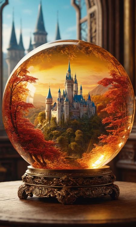 cinematic still A glass sphere sculpture, concealed inside the sphere is a Fantasy Castle, in the day, detailed image, 8k high quality detailed, shaped sphere, amazing wallpaper, digital painting highly detailed, 8k UHD detailed oil painting, beautiful art UHD, focus on full glass sphere, bokeh, background Modifiers: extremely detailed Award winning photography, fantasy studio lighting, photorealistic very attractive beautiful imperial colours ultra detailed 3D, (Very Intricate), UHD . emotional, harmonious, vignette, 4k epic detailed, shot on kodak, 35mm photo, sharp focus, high budget, cinemascope, moody, epic, gorgeous, film grain, grainy, A glass sphere sculpture, concealed inside the sphere is a Fantasy Castle, in the day, detailed image, 8k high quality detailed, shaped sphere, amazing wallpaper, digital painting highly detailed, 8k UHD detailed oil painting, beautiful art UHD, focus on full glass sphere, bokeh, background Modifiers: extremely detailed Award winning photography, fantasy studio lighting, photorealistic very attractive beautiful imperial colours ultra detailed 3D, (Very Intricate), UHD, epic composition, magical atmosphere, cinematic, rich vivid colors, ambient, dynamic dramatic, pristine, complex, glowing, symmetry, perfect, pure, great fine detail, polished,, intricate, artistic, innocent, fantastic, creative, positive radiant, light, color