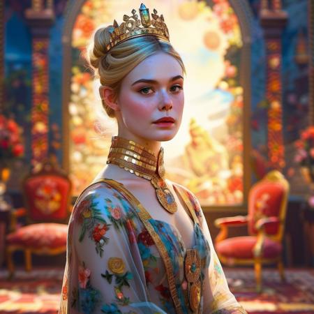 award winning portrait photo of a woman queen wearing an intricate baroque dress, black french braid hair, Renaissance era, inside royal palace, (backlighting:1.2), bloom, (light sparkles:1.2), chromatic aberration, (lens flare:1.2), sharp focus, majestic oil painting by Ed Blinkey, Atey Ghailan, Studio Ghibli, by Jeremy Mann, Greg Manchess, Antonio Moro, trending on ArtStation, trending on CGSociety, Intricate, High Detail, Sharp focus, dramatic, photorealistic painting art by midjourney and greg rutkowski Style-Bone, futuristic background, closeup